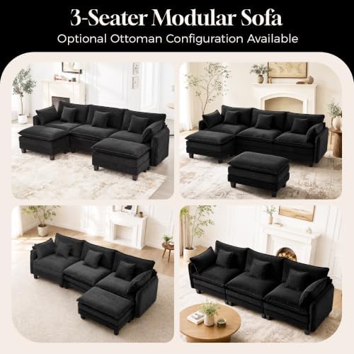 Corduroy Cloud Couch Modular Sectional Sofa, Oversized Deep Seat Modern - Image 7