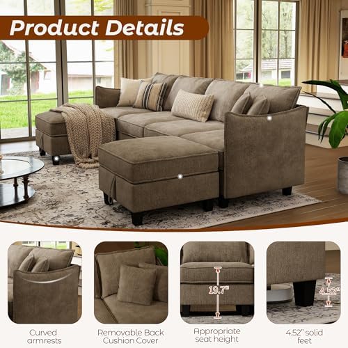 WorthFurni 112" Modular Sectional Sofa U Shape Couches - Image 6