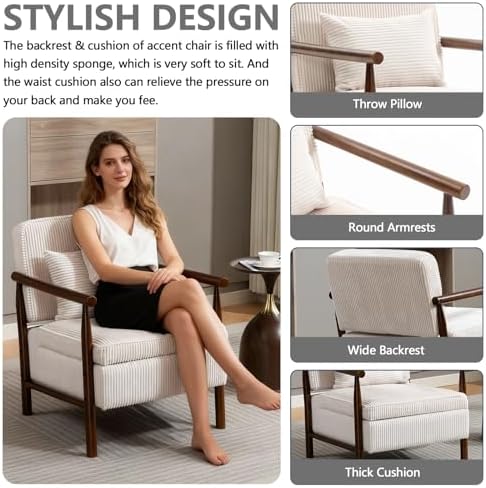 HRVEOCEI White Accent Chair - Image 5