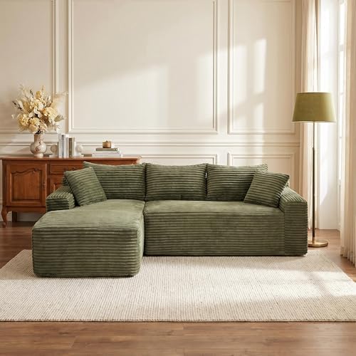 95" L-Shaped Cloud Sectional Couch, Left Facing Modular Compressed Boneless by ERYE
