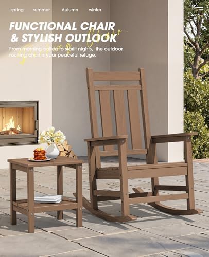 KINGYES Oversized Outdoor Rocking Chair Set of 6, HDPE Patio Rockers - Image 5