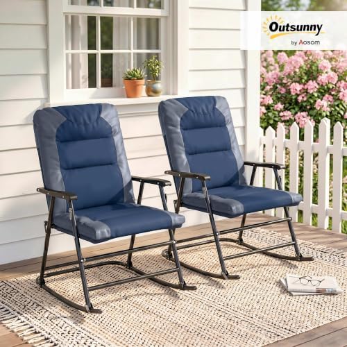 Outsunny Set of 2 Oversized Folding Rocking Camping Chair - Image 2