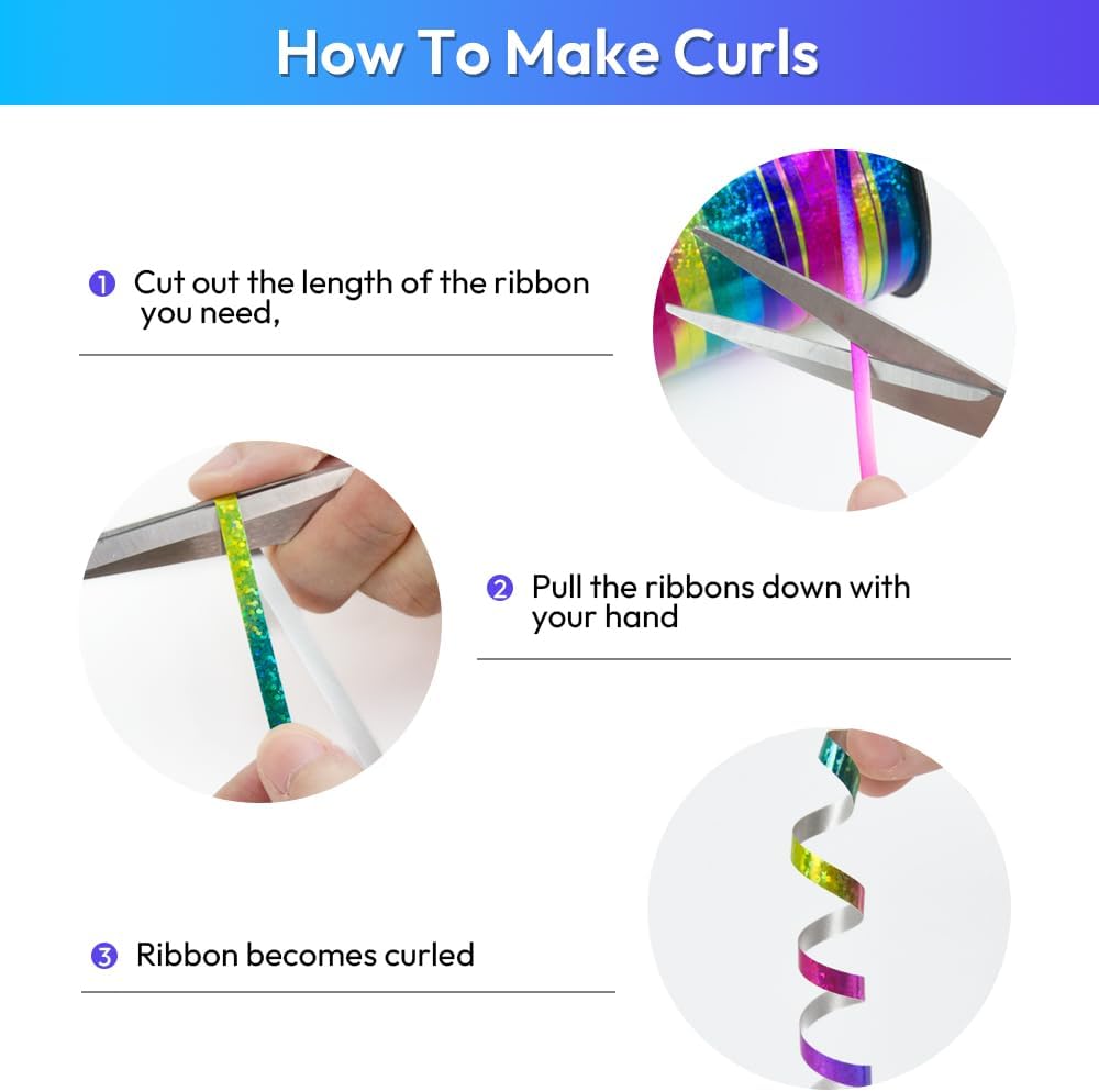 KMER LIFE Premium Rainbow Shiny Curling Shiny Ribbon, 1/5" Wide x 500 Yards Christmas Curling Ribbons for Gift Wrapping, Party Decoration, Balloon String, Ribbons for Florist Flower (1 Roll)