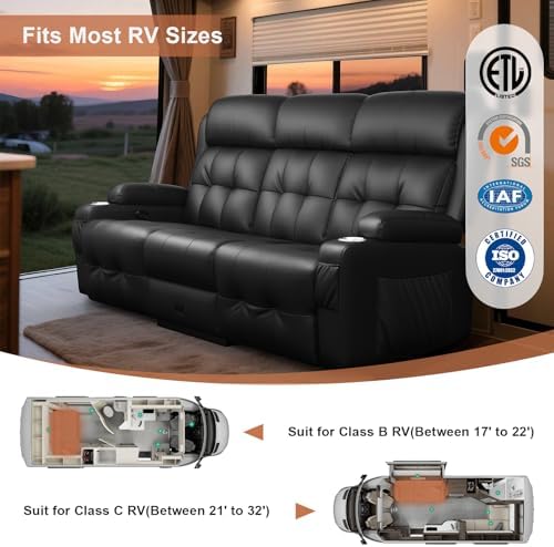 RV Loveseat Recliner Sofa, Wall Hugger Reclining RV Couch - Image 5