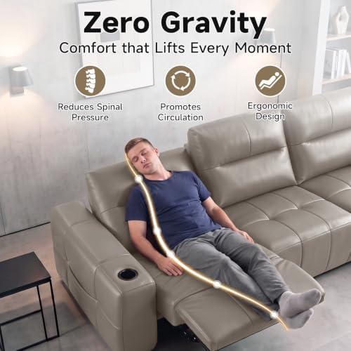 Power Recliner Sofa Genuine Leather Wall Hugger Recliners - Image 5