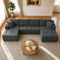 Yafylly 132 Inch U Shaped Modular Sectional Couch by Yafylly