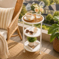 3-Tier Round Side Table with Amber Tempered Glass Top by Zexvida