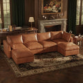 128'' Faux Leather Modular Sectional Sofa by Quenvo