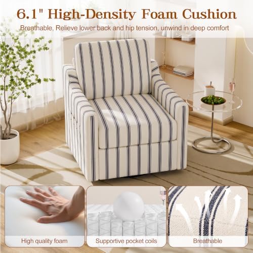 360° Swivel Accent Chair with High Back & Lumbar Support, Deep Seat - Image 5