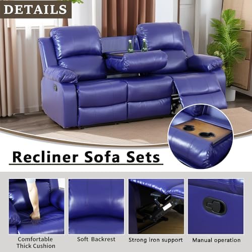 A Ainehome Living Room Furniture Set Leather Recliner Sofa Set Loveseat Chair - Image 3