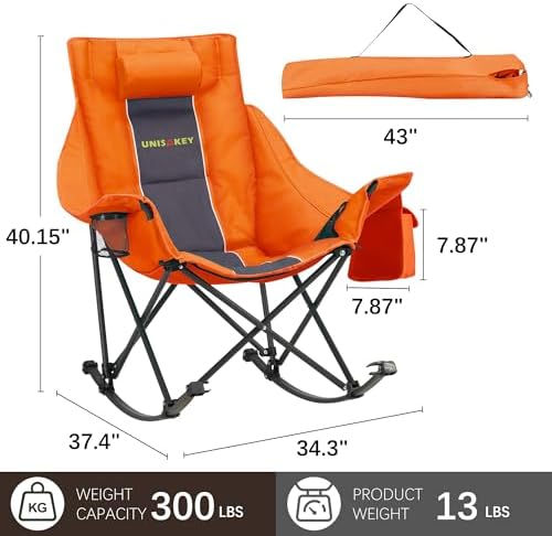 Unisakey Oversize Foldable Rocking Camping Chair300lbs Capacity - Image 3