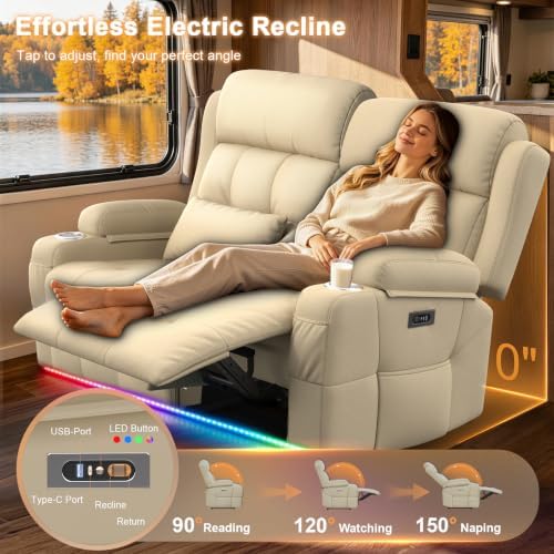 RV Loveseat Recliner Sofa, Wall Hugger Reclining RV Couch - Image 3