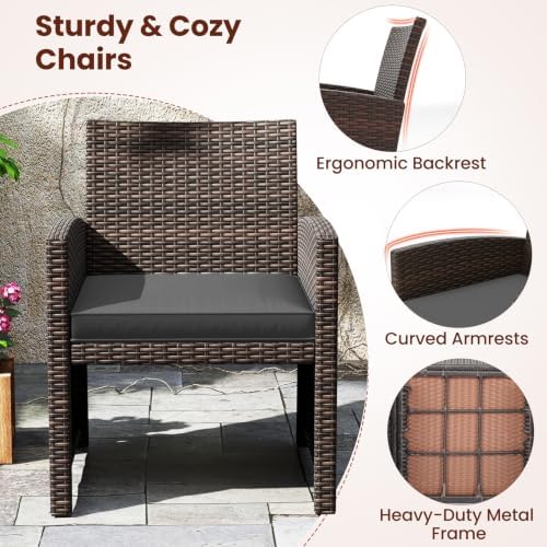 Tangkula 3 Piece Patio Wicker Dining Set, 2 Rattan Chairs - Image 7