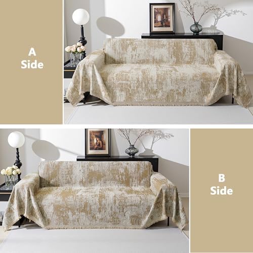 MEETSKY Boho Couch Cover for 2 Cushion Couch Sofa, Chenille Sofa Cover for - Image 6