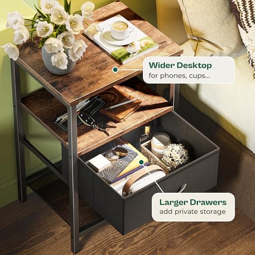 Huuger Night Stand with 2 Drawers, Bed Side Table with Open Shelf - Image 5