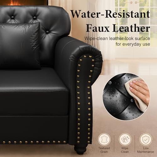 82.6'' Faux Leather Chesterfield Sofa - Image 4