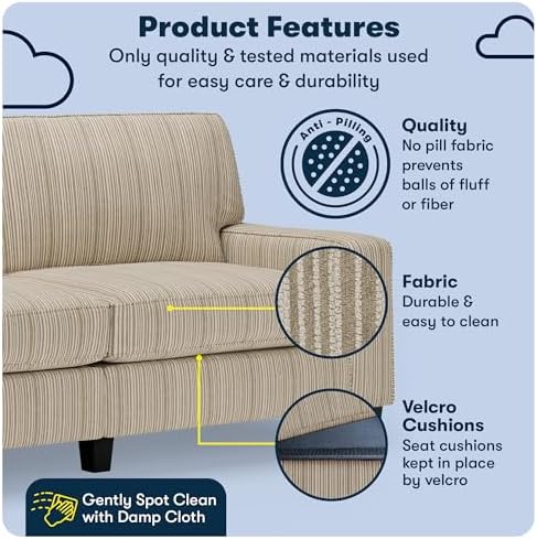 Serta Palisades 78" Track Arm Sofa, Easy Care Polyester, Soft Pillow Back - Image 3