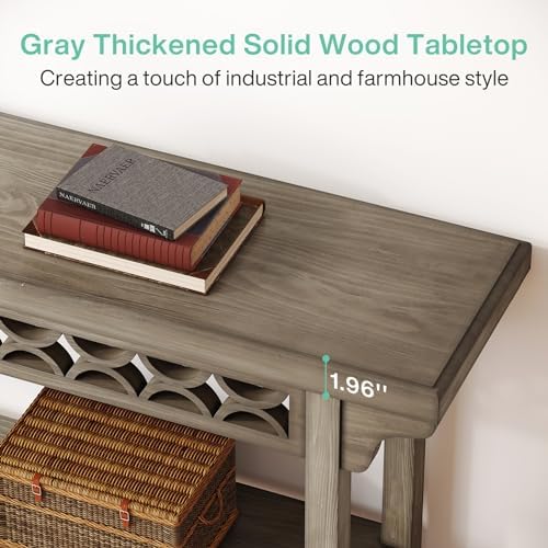 Tribesigns 70.8-Inch Solid Wood Long Console Table, Farmhouse Entryway Table - Image 6