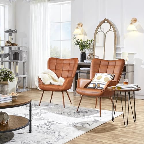 Yaheetech Faux Leather Accent Chairs Set of 2 - Image 3
