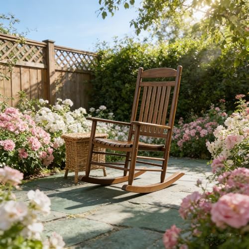 Wooden Outdoor Rocking Chair, Weatherproof Oversized Rocking Chair, Heavy Duty - Image 7