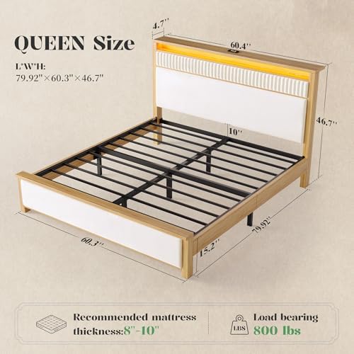 Homkdom Queen Solid Wood Bed Frame - Image 2