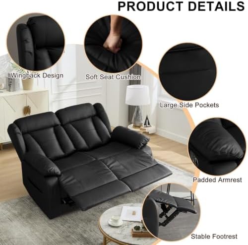 56.7" Reclining Loveseat Sofa, RV Loveseat Recliner Couch - Image 4