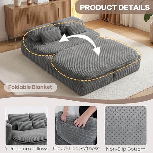 75'' Folding Sleeper Sofa Bed, Memory Foam Boneless Couch - Image 5