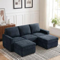 84” Chenille 3-Seater Sofa W/Two Movable Ottomans by ACMEASE