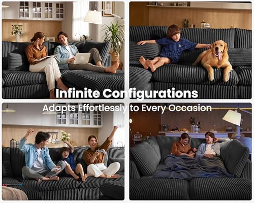 77" Oversized Corduroy Modular Sectional Sofa Couches - Image 5