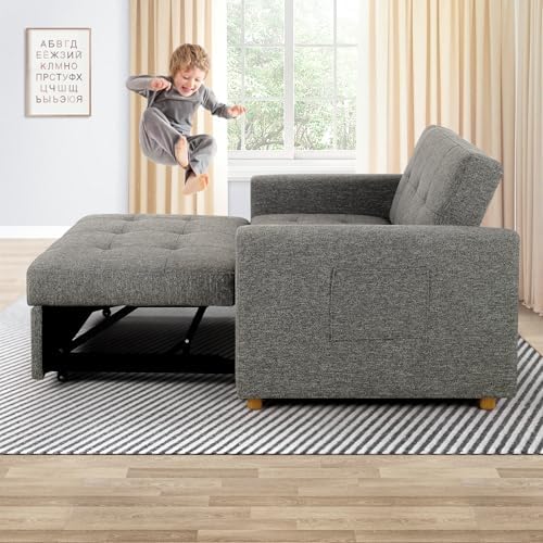 SEJOV Loveseat Sleeper, 3-in-1 Convertible Sofa Bed Pull Out, Dark Gray - Image 5