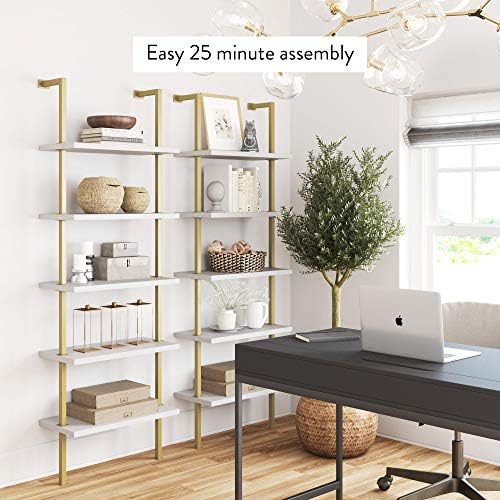Nathan James Theo 5-Shelf Modern Bookcase, Open Wall Mount Ladder Bookshelf - Image 6