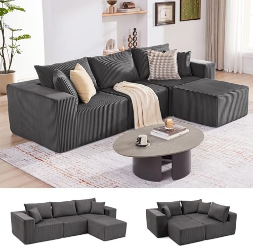 Weture 107.4" Modular Bnoeless Couch, Convertible Sectional Couch by Weture