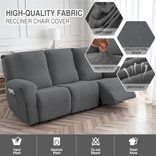 Gennia Waterproof Recliner Sofa Cover, 3 Seat Couch Cover, Dark Gray - Image 2