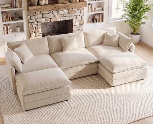 111.5" Modular Sectional Sofa, U Shaped Cloud Couch by VEPXXP