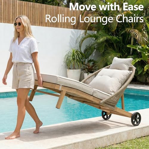 Patio Chaise Lounge Chairs Set of 2, Oversized Lounge Chair Outdoor - Image 4