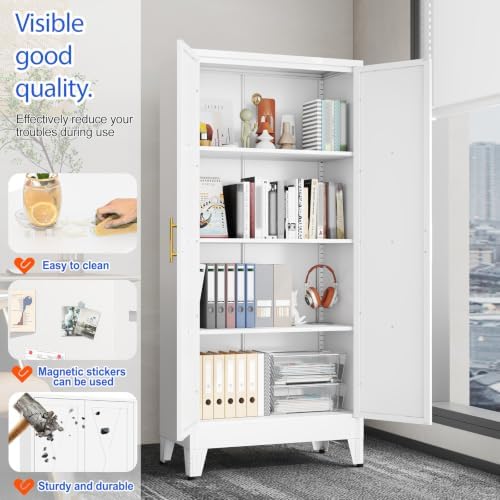 GAIOUS 61" Tall Kitchen Pantry Cabinet, Metal Storage Cabinet White Cupboard - Image 3