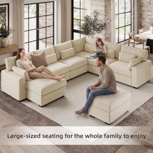 WorthFurni 142.1'' Modular Sectional Sofa, L Shaped Oversized Extra Deep Couches - Image 4
