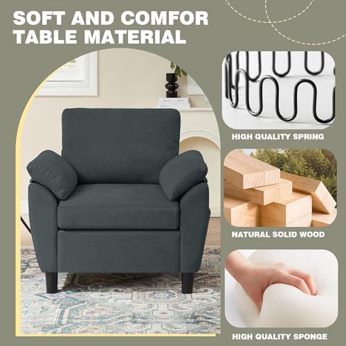 2 Piece Sectional Sofa Set, Modern Linen Small Sofa Couch - Image 4