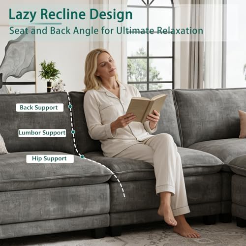 108" Modular Sectional Couch, L Shaped Cloud Sofa - Image 5