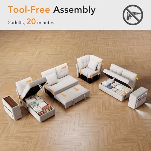 Vipbear 112" Modular Sectional Sleeper Sofa - Image 4