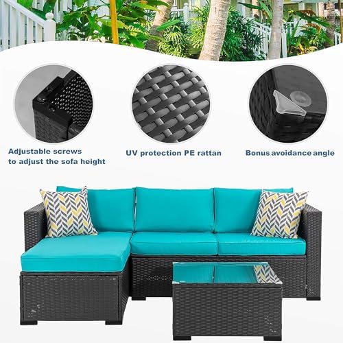 Shintenchi 3 Pieces Patio Furniture Set, All-Weather Rattan Patio Conversation - Image 4