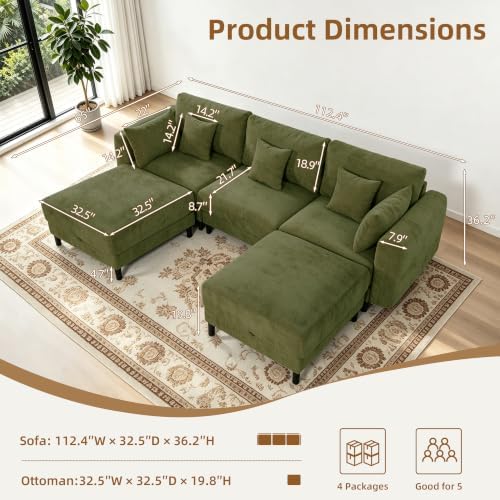 112.4" U Shaped Cloud Couch, Modular Sectional Sofa - Image 2