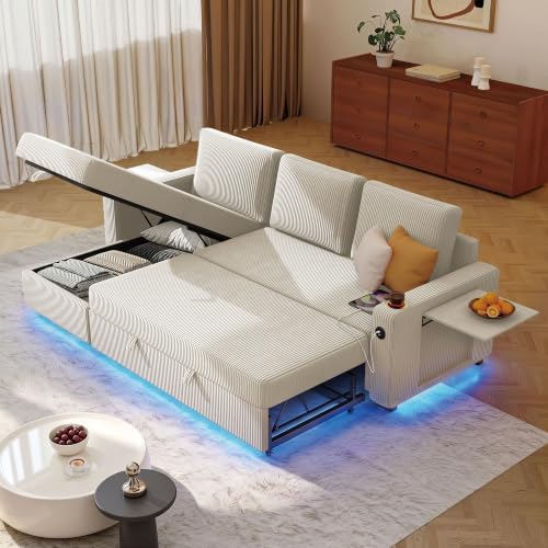 Ball & Cast 80" Sectional Sleeper Sofa Bed Pull Out Couches by BallCast