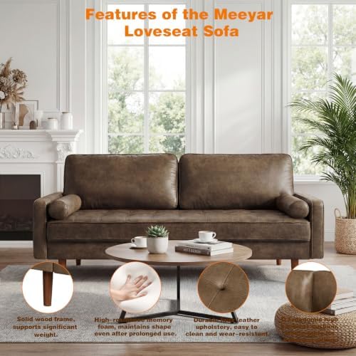 Faux Leather Couch, Loveseat Leather Sofa - Image 6