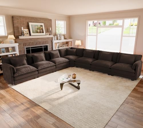 ELUCHANG 150" Oversized Modular Sectional Sofa, Comfy Chenille Cloud Couch by ELUCHANG