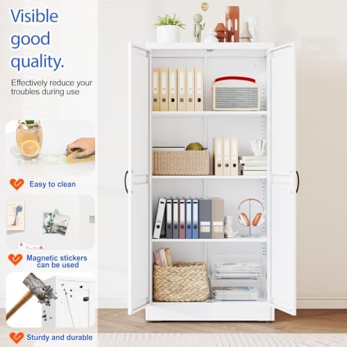 GAIOUS 63" Tall Metal Storage Cabinet White Cupboard Kitchen Pantry Cabinet - Image 4