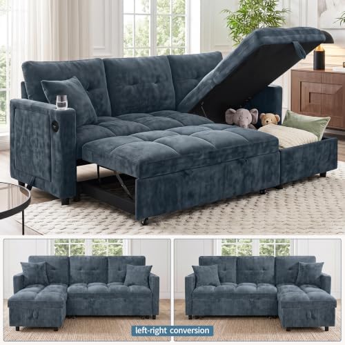 81”Pull Out Sofa Bed, L Shaped Sleeper Sofa - Image 6