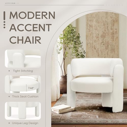COLAMY Modern Accent Chair, Upholstered Barrel Chair - Image 4