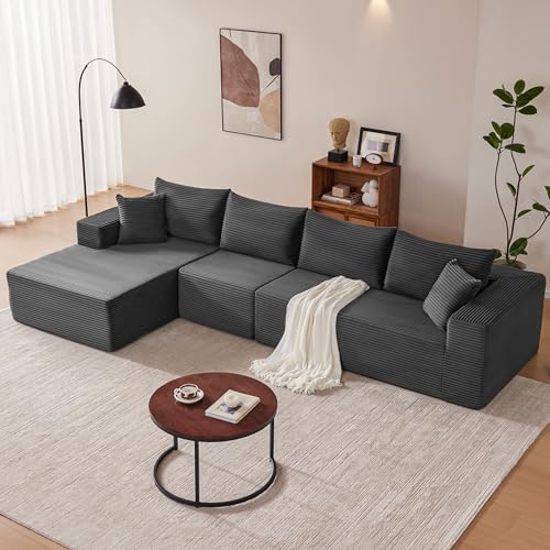 Mangodan 140” Cloud Sectional Couch, Modular Sectional Sofa - Image 2