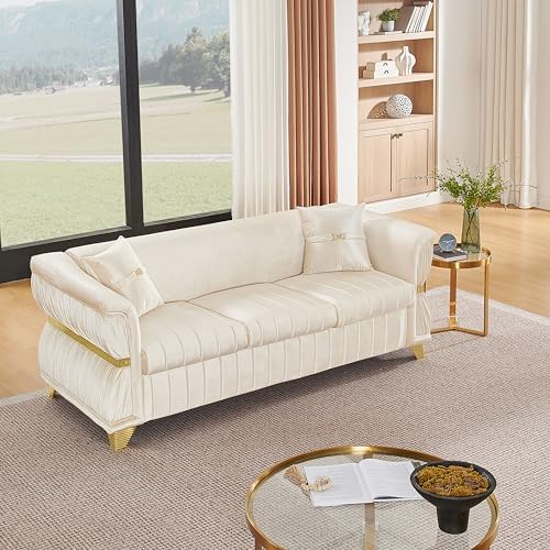 KEIKI 84" Luxury Oversized Velvet Chesterfield Sofa - Image 4